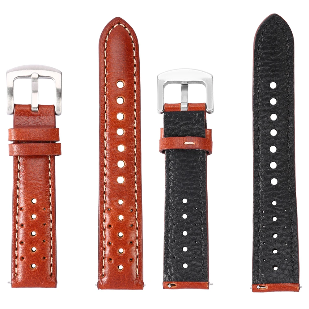 Cowhide Leather Watch Strap 18mm 19mm 20mm 22mm Watchband Vintage Wrist Strap Belt  Accessories Quick Release Watch Band #BF