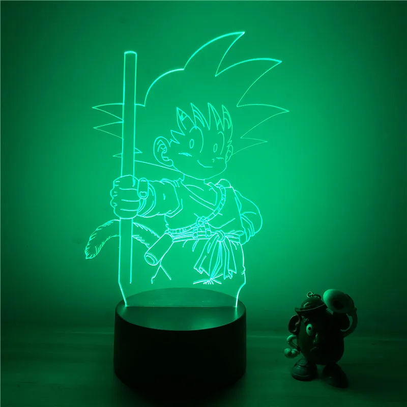 3D светодиодный ночной Светильник Dragon Ball Z Goku Super Saiyan, экшн-фигурка, 7 цветов, сенсорная Оптическая иллюзия, настольная лампа, режим украшения дома