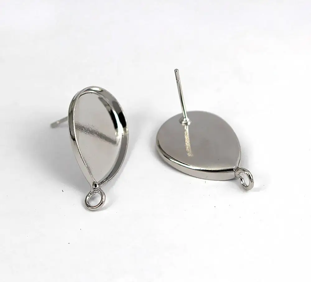 Пустые серьги-подвески глубокий каплевидный ободок с петлей сбоку Подвесные