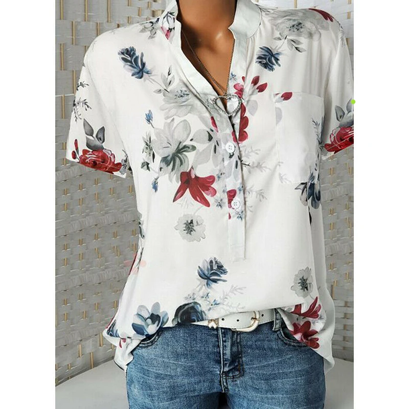 Женская мешковатая блузка с коротким рукавом и v образным вырезом размера плюс в