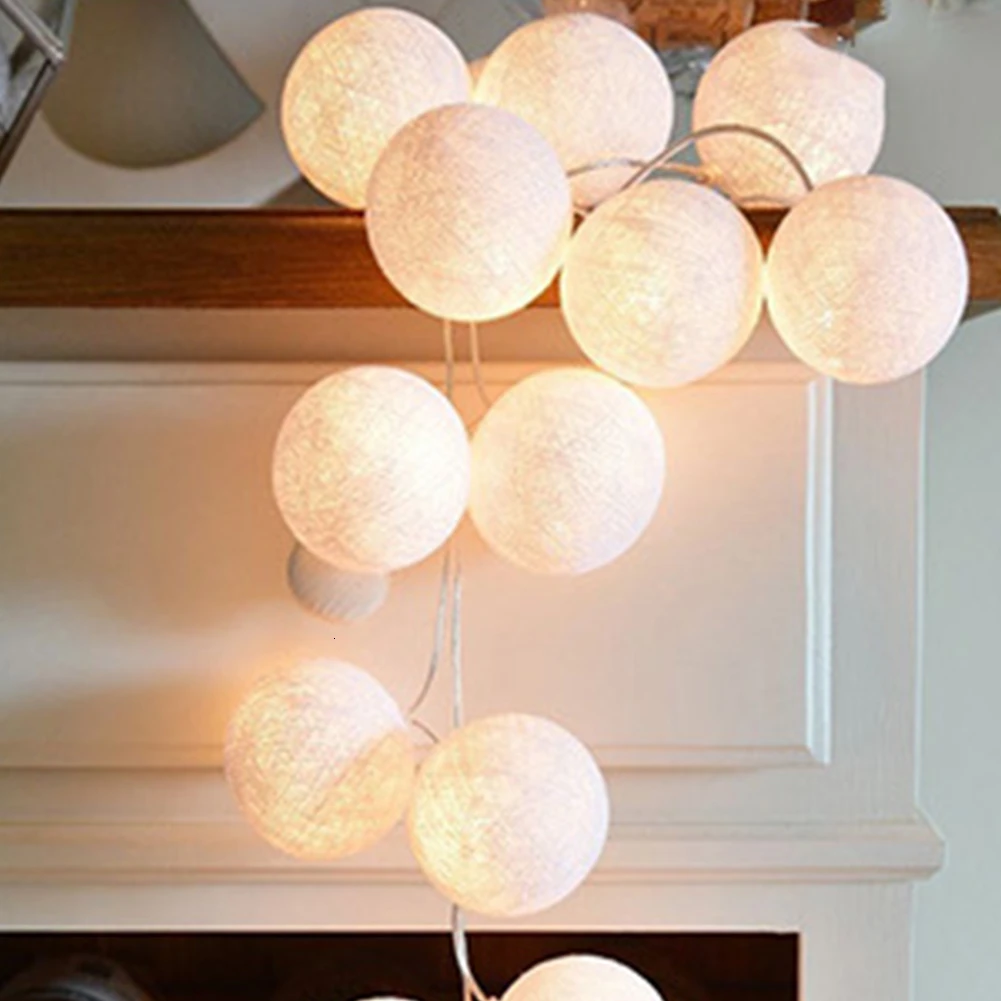 20 светодиодов круглый светильник с хлопковой нитью в форме шара украшение для