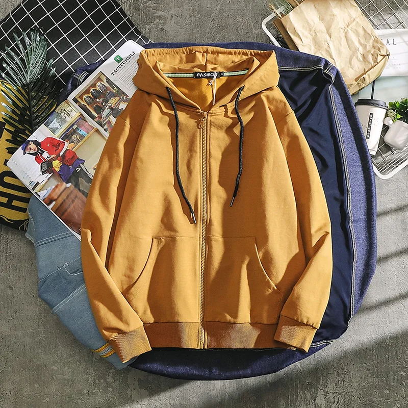 Мужская модная мужская зимняя теплая куртка с капюшоном на молнии карманами