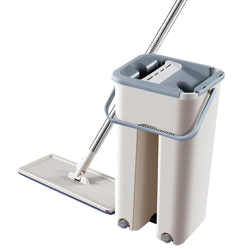 

Free Hand Washing Flat Mop with Bucket Lazy 360 Rotating Magic Mop with Squeezing Floor Cleaner Mop Household Cleaning Tool