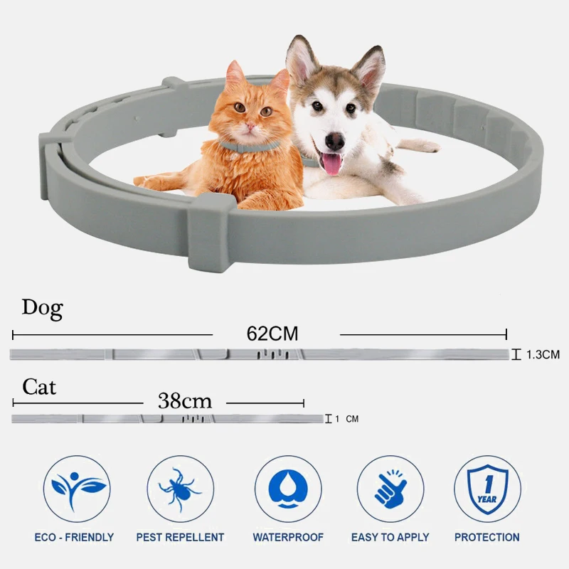 Ошейник для собак и кошек из ТПЭ с защитой от блох насекомых регулируемый ошейник