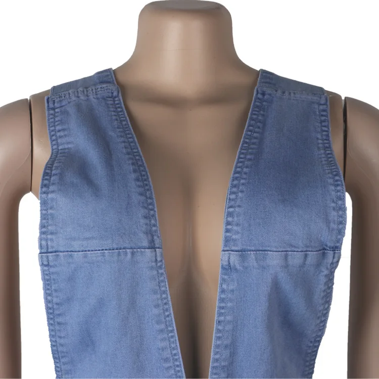 

Women Jumpsuits Deep V-neck High Waist Jeans Jumpsuit Sexy Open Back Elastic Ripped Jumpsuit Flared Pants Wholesale Dropshpping