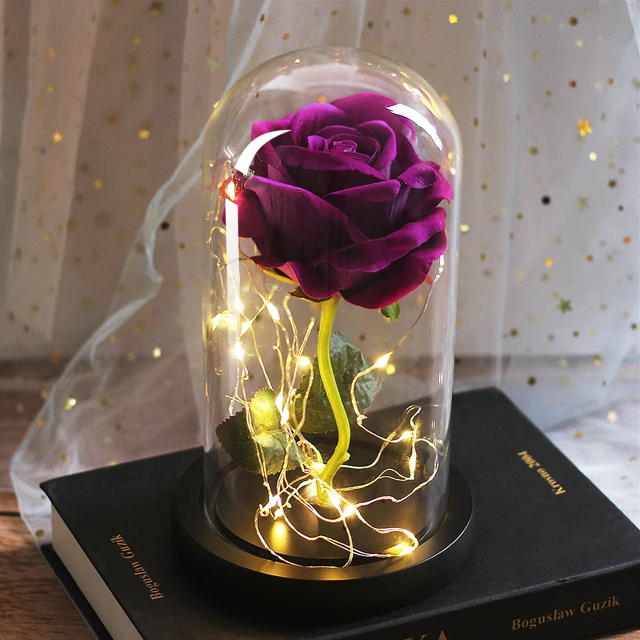 Immber Flora светящийся купол Красавица и Чудовище Роза светодиодный вечный Цветок День святого Валентина подарки на день рождения домашние вечерние Dekoration