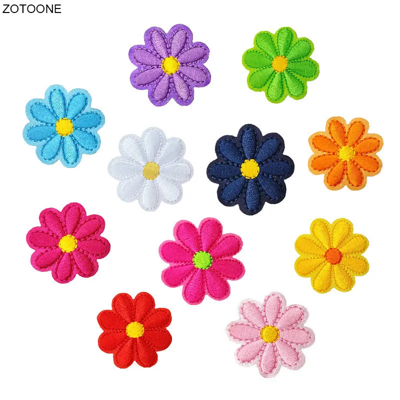 

ZOTOONE Iron on Patches Multicolor Flower Patch for Clothing Heat Transfer Embroidery Stripe Sew on Clothes DIY Applique Badge E