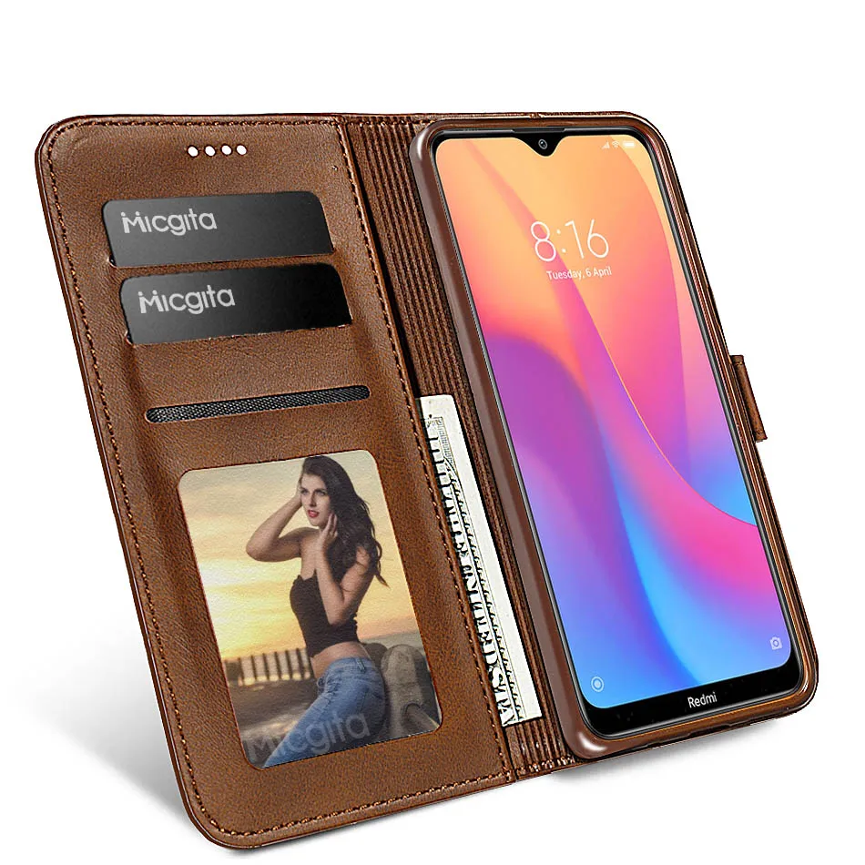 Деловой кожаный чехол для Xiaomi Redmi 8 8A держатель фоторамки флип-кошелек note 8T pro |