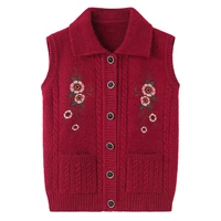middle aged elderly womens vest autumn xl 4xl knitted top winter thicken mothers gift sweater vest pull sans manches femme