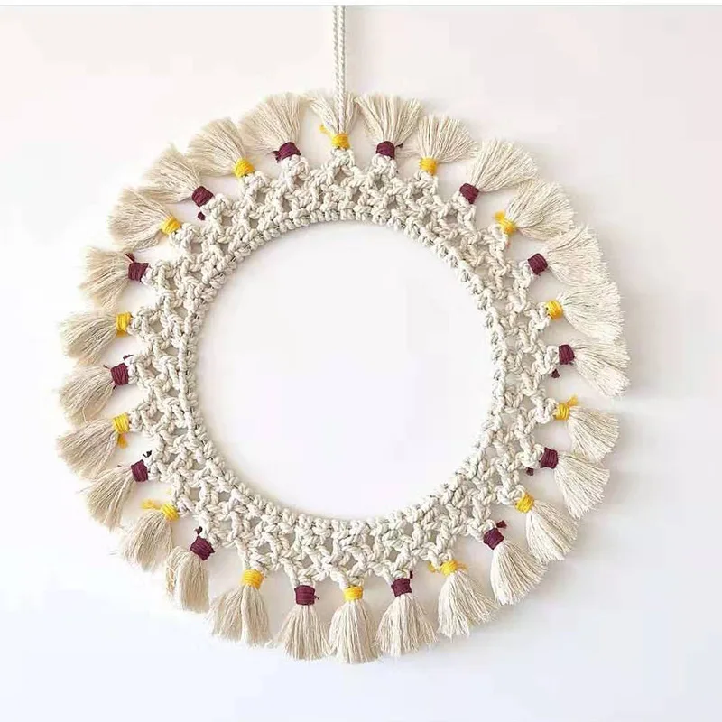 

circle Macrame Woven Wall Hanging hippie Boho Room dorm child room decor Geometric tapestry Bohemian art Nordic style Decoration