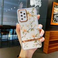 plating geometric flower phone case for samsung galaxy a03s a42 note20 s21 ultra s20 fe s30 plus a52 a71 glossy pc back cover