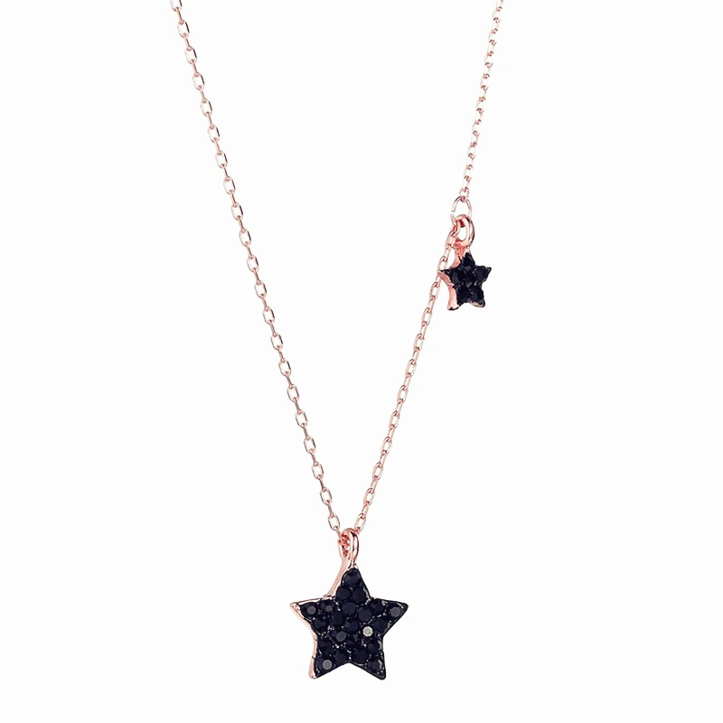 Корейское заявление черная кристальная Луна Звезда подвеска на золотой цепочке