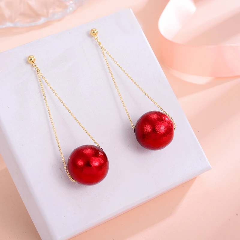 Женские длинные висячие серьги Shineland модные геометрические с шариками ювелирные