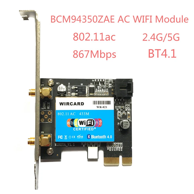 Двухдиапазонная беспроводная карта Wlan Wi Fi Bluetooth 433 Мбит/с 802.11A/B/G/N/Ac 2 4/PCI EX1 BT 4 0 для