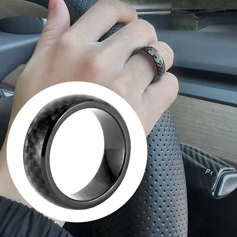 Online Portachiavi Con Dito Intelligente Per Auto In Fibra Di Carbonio Con Scatola Adatta Per Tesla Modello 3 / X / S / Y Tutto L'anno Nuovo