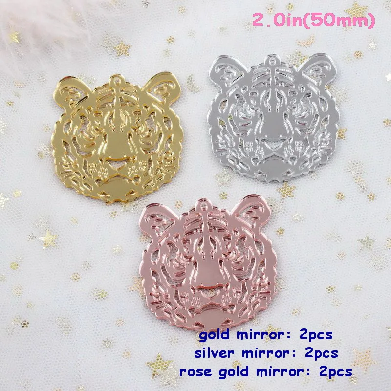 mirror set-6pcs 50 мм акриловые серьги с тигром Смешанные Серьги Черный Белый Розовый/мятно-желтый темно-фиолетовый/матовый/зеркальный/блестящий тигр "-AC1277KO - Окраска металла: mirror set-6pcs