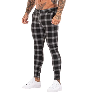 GINGTTO для мужчин брюки Чинос скинни супер Брюки-стретч Чино Slim Fit Мужские брюки для повседневной носки в клетку, эластичная резинка на талии, для детей модный zm396