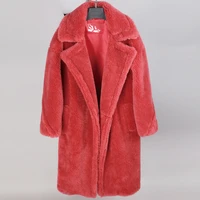 2020 fashion womens clothing winter jackets natural wool sheepskin long teddy bear coat warm real fox fur coat