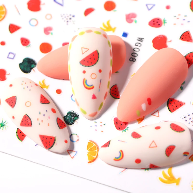 1 шт. 3D наклейки для ногтей арбуз яблоко банан фруктовый узор серия Персик сделай
