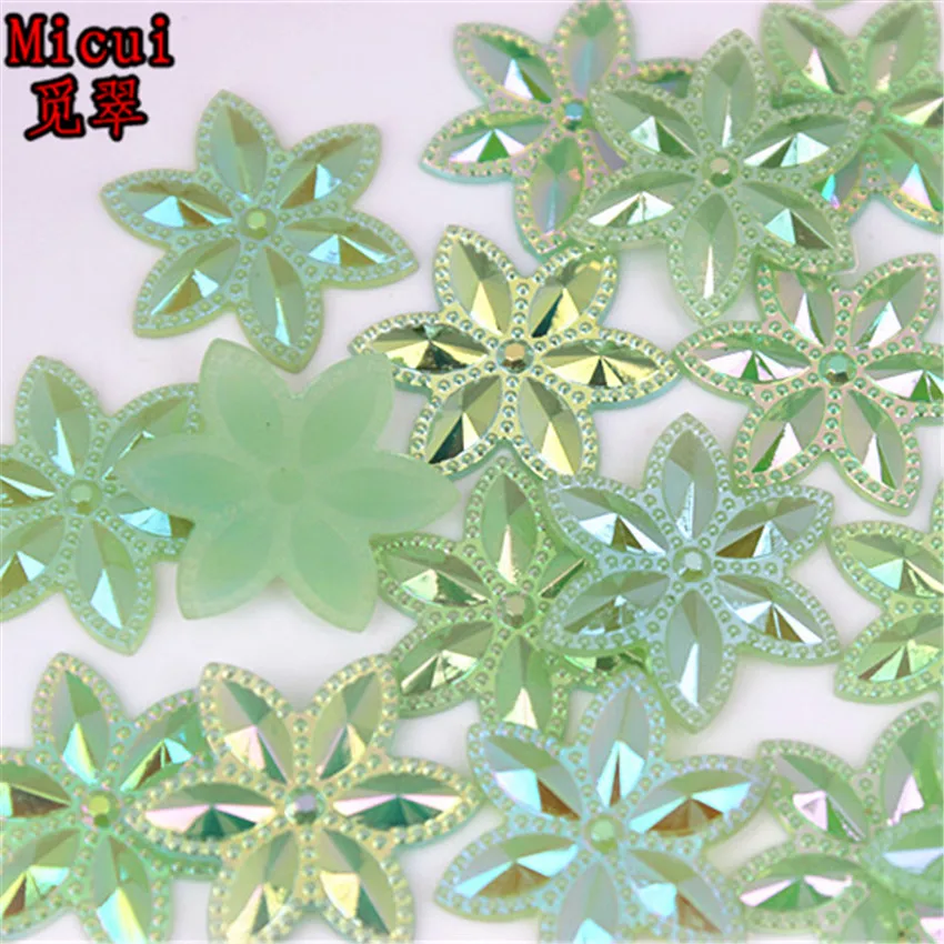 Micui 50pcs 23.6mm AB color Horse eye flower Acrylic rhinestone Flat back Art Supply Decoration Charm Craft DIY no hole ZZ113 | Дом и сад