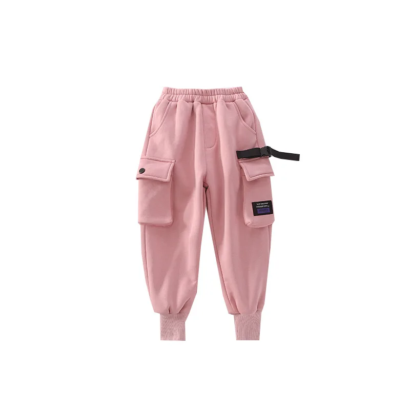 Подростковые штаны для девочек брюки карго новинка зимы 2020 Детские флисовые