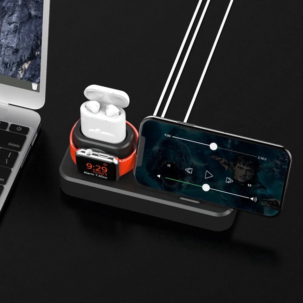Зарядная док станция KISSCASE подставка держатель для iPhone 7 Airpods Apple Watch X кабеля