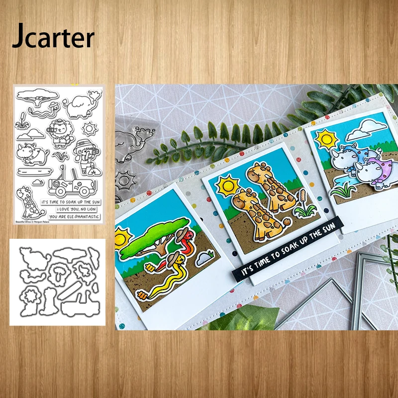 

New Design Car Rhino Giraffe Snake Metal Cutting Dies and Clear Stamps Craft Stencil Scrapbook Album Paper Make Template Decor
