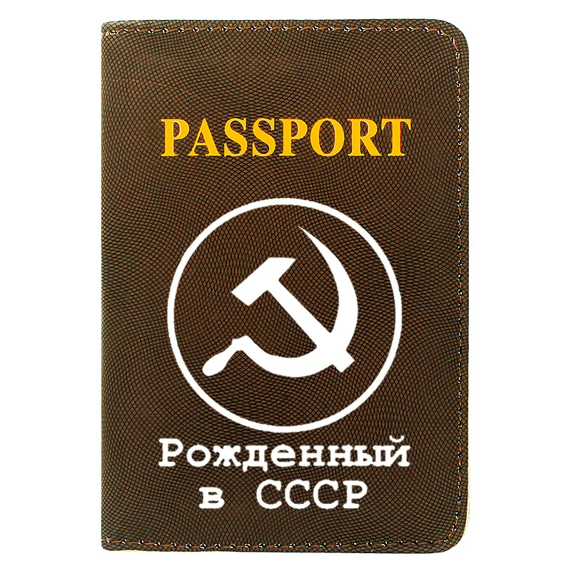 

High Quality CCCP Symbol Soviet Sickle Hammer Printing Women Men Passport Cover Travel ID Credit Card Holder Pocket Wallet Bags