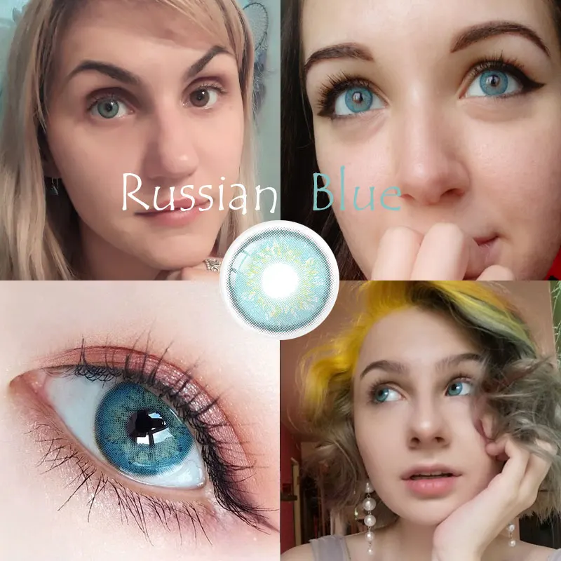 1 pair colored contact lenses for eyes with prescription russian series lenses for myopia yearly blue contacts with correction free global shipping