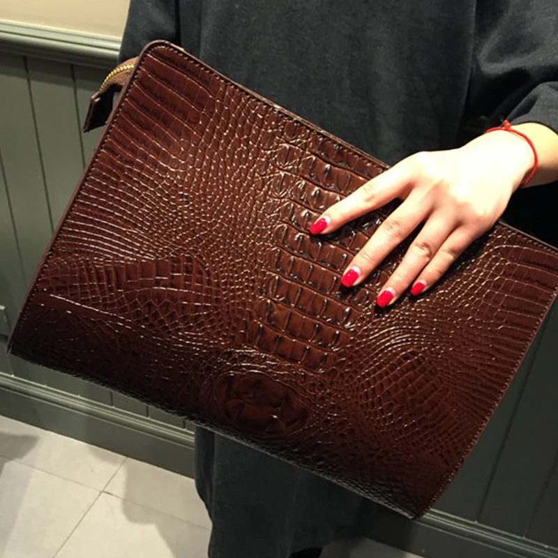 

New Handbag Crocodile Clutches Leather Ladies Hand Bags Envelope Women Messenger Bag Praty Evening Handbags Purses Sac A Main