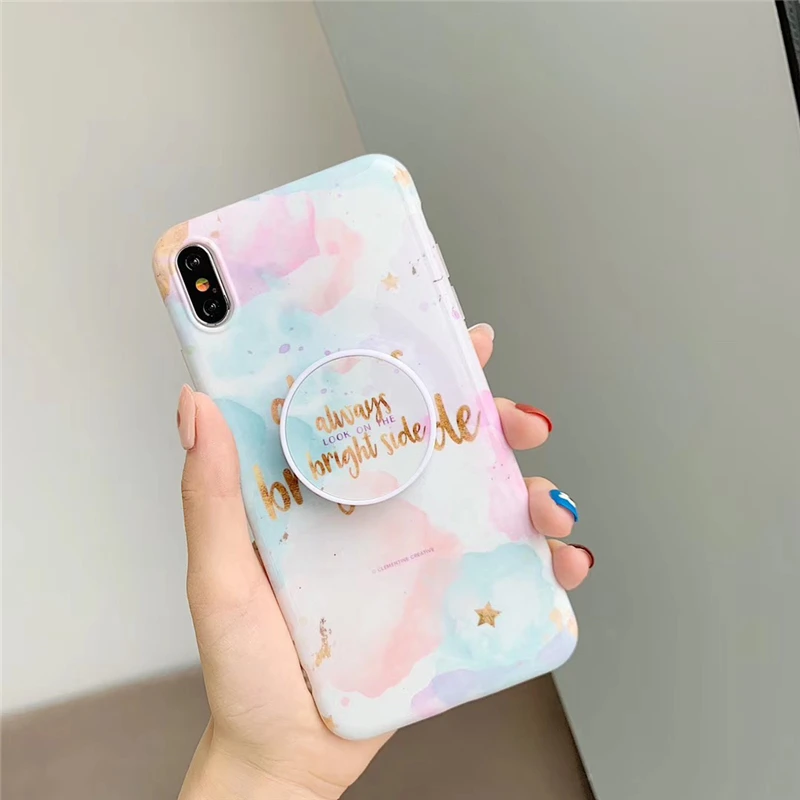 Милый розовый чехол для телефона с динозавром для iphone 11pro max 7 8 Plus, мягкий чехол IMD Для iphone X, задняя крышка, чехол с кольцом - Цвет: Черный