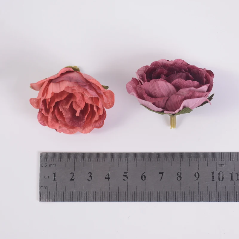 

20pcs4CM Peony Artificial Flower Heads High Quality Silk Rose For Wedding Party Home Decoration DIY Wreath Gift Clip Fake Flower
