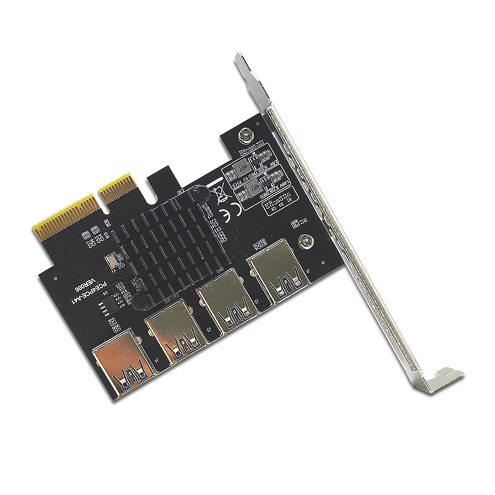 

PCI-E-A41 PCI-E 4X to USB 1 to 4 Riser PCI Express 4X/8X/16X Extender Card PCI E Adapter for Windows XP/Win 7/Win 8 Riser Card
