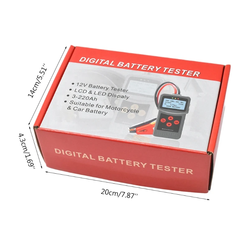 

Portable Battery Tester For Automobile And Motorcycle LCD High Precision Display 6XDB