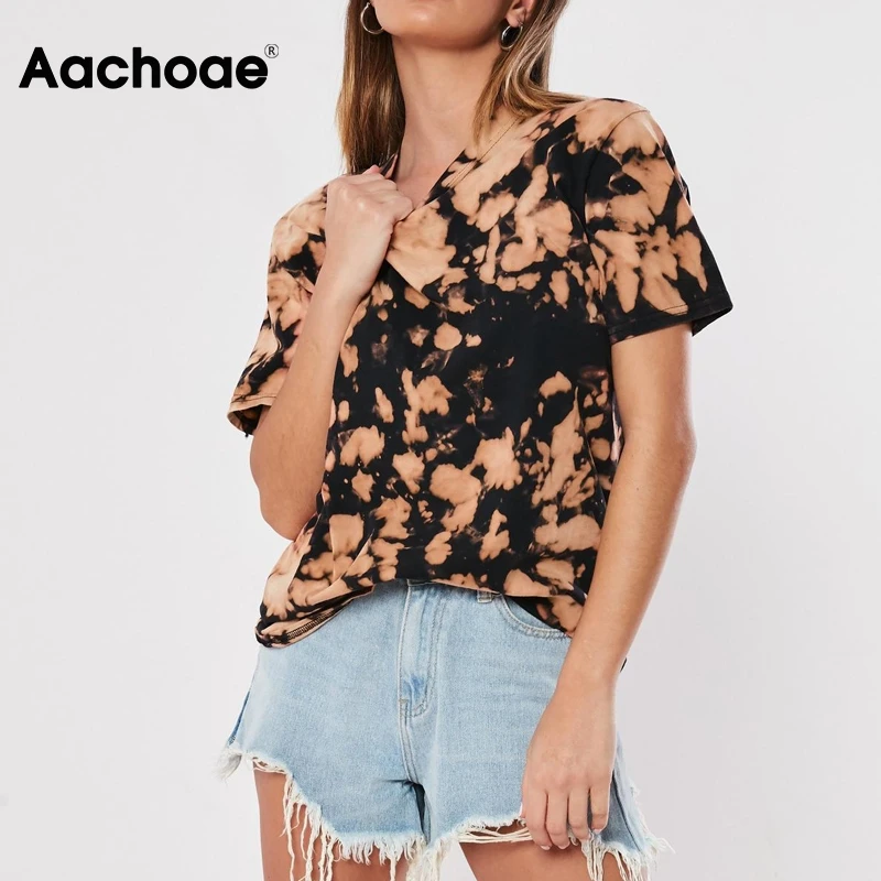 Футболка Aachoae женская с коротким рукавом модная повседневная Свободная рубашка