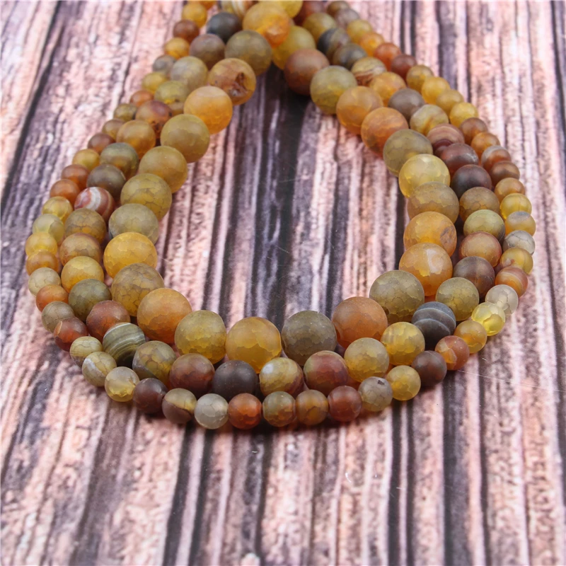 

HotSaleNaturalStoneFrosted Yellow Popcorn15.5"PickSize4/6/8/10/12mmfitDiyCharmsBeadsJewelryMakingAccessories