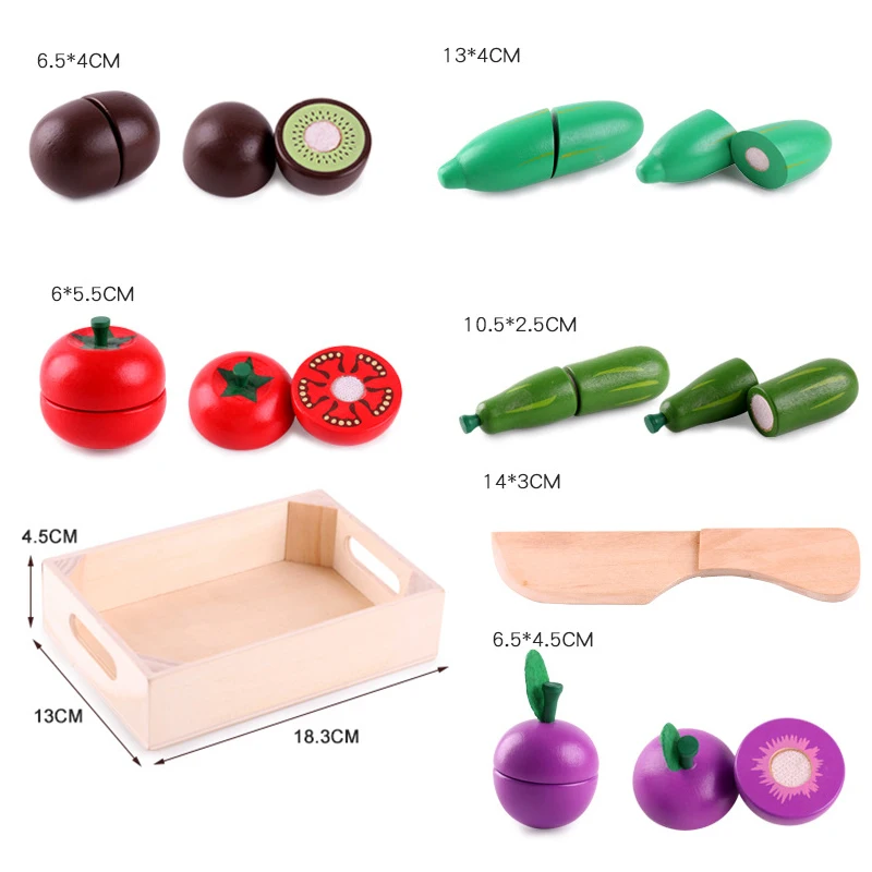 

Pretend Toys Cooking Micro Food Children Simulation Game Kitchen Set Toy Wooden Cut Vegetables and Fruits Combination Fun Kids