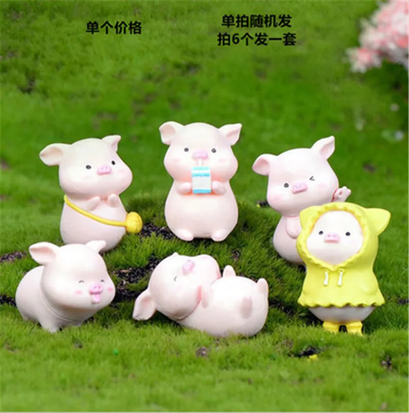 1pcs Miniature mini Cute pig garden figurines fairy house home office desk decoration modern accessories resin miniatures | Дом и сад