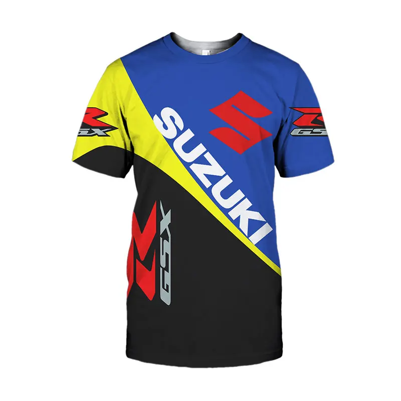 

3D Digital Print Suzuki Motorcycle Short Sleeve Quick Dry Summer Racing T-Shirt Men's Recreational Activity Exercise Outfit