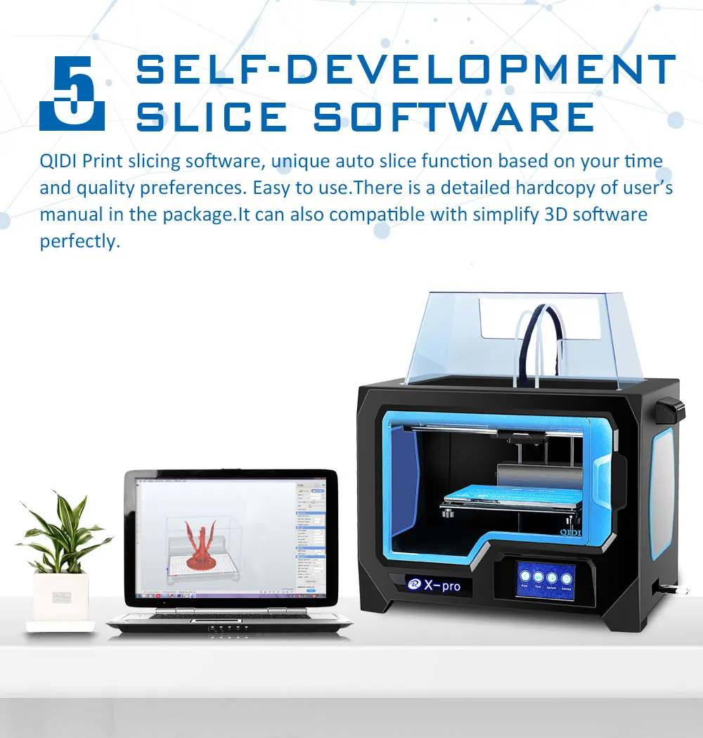 QIDI TECH X-Pro 3d принтер двойной экструдер с WiFi 4,3 дюймовый сенсорный экран с ABS, PLA, TPU