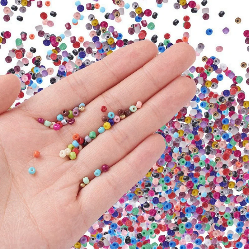 

1 Set 24 Colors 2mm Colored Small Glass Beads & 1 Set Earrings Material Beads Pliers Set Material Bag with Tools