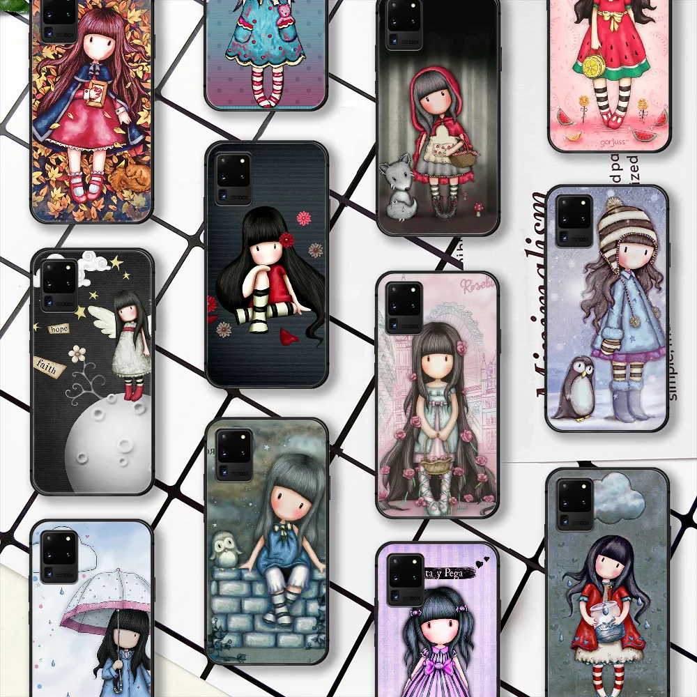 

Cartoon Cute Girl Santoro Gorjuss Phone Case For Samsung Galaxy Note S 8 9 10 20 Plus E Lite Uitra black Coque Soft Waterproof