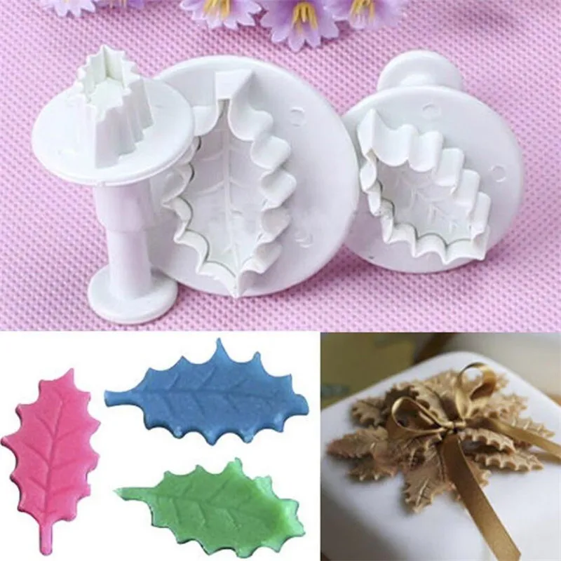 3Pcs/Set Cute 3D Baking Biscuit Mold DIY Leaf Shape Embossing Cookie Cutter Fondant tools | Дом и сад