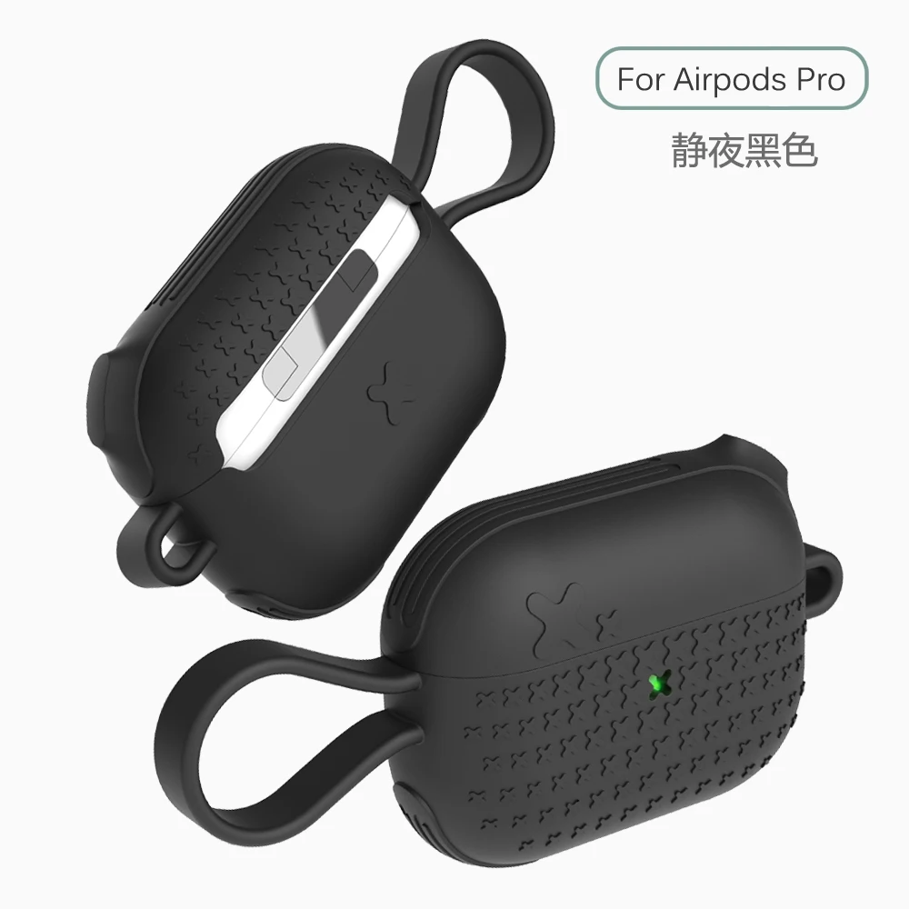 Черный Силиконовый чехол TyRoq для Apple AirPods Pro с брелком, идеально подходит для AirPods Pro, защитный чехол для AirPods 3, противоударный - Цвет: Черный