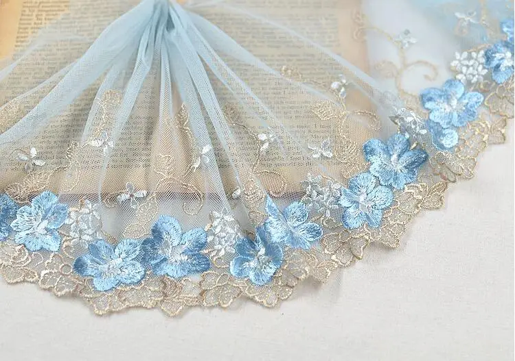 1 метр высшего класса розовый синий сетчатый цветок Водорастворимая Вышивка