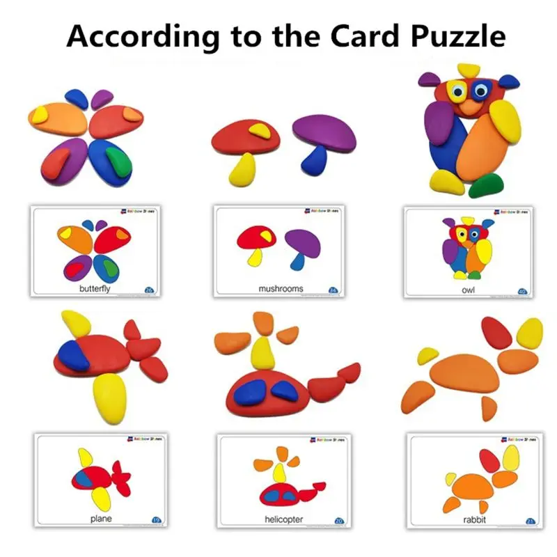 

Colored Cobblestone Blocks Puzzle Montessori Stacking Early Educational Learning Toy For Baby Kids Toddler