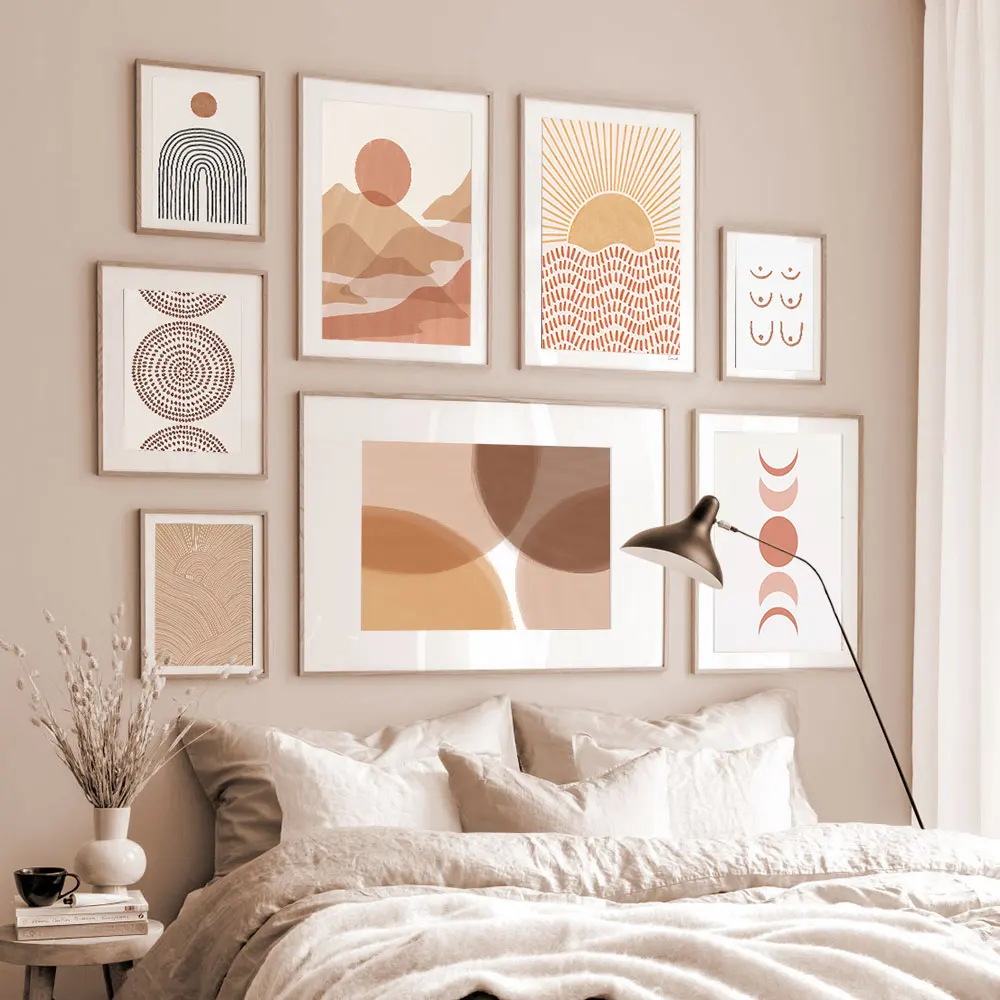

Line Art Nordic Poster Abstract Canvas Painting Sun Wall Art Print Moon Modern Picture For Living Room On The Wall Home Decor