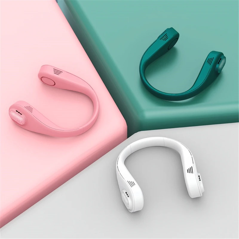 

Porous Hanging Neck Fan Sports Fan Lazy Portable Mini Fan No Leaf Usb Mini Mute Electric Fan Three-Speed Double Fan