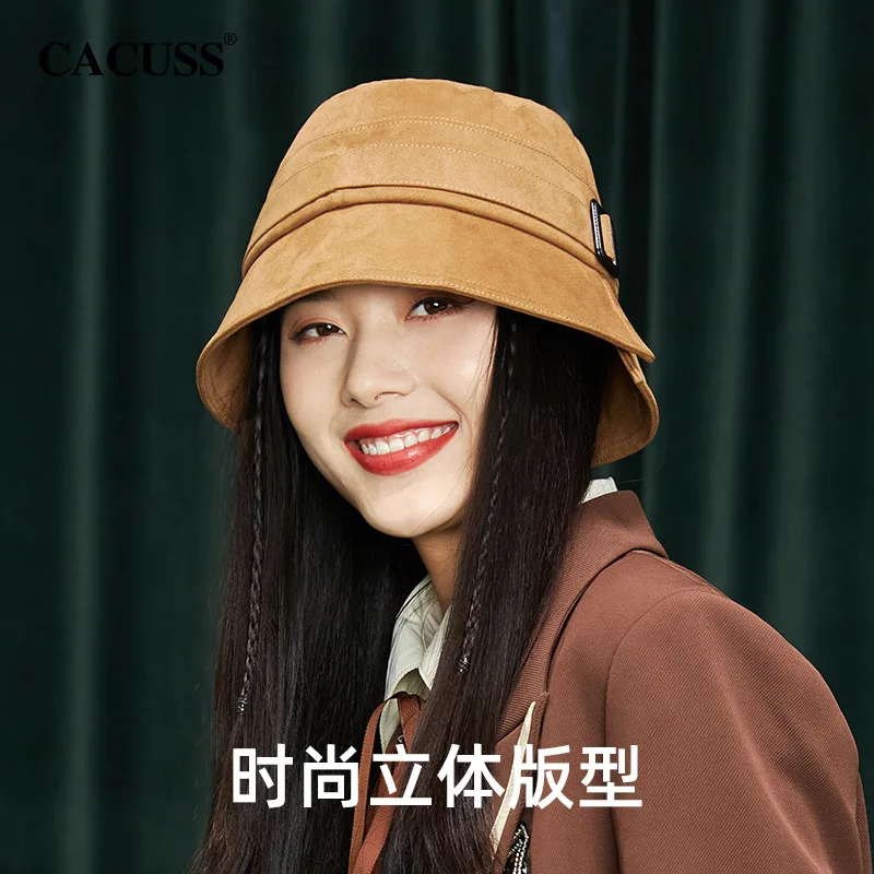 

Fisherman's Hat Female Autumn and Winter New Round Face Suitable Hat Small Hat Brim Bucket Hat Elegant Warm Basin Hat Wholesale