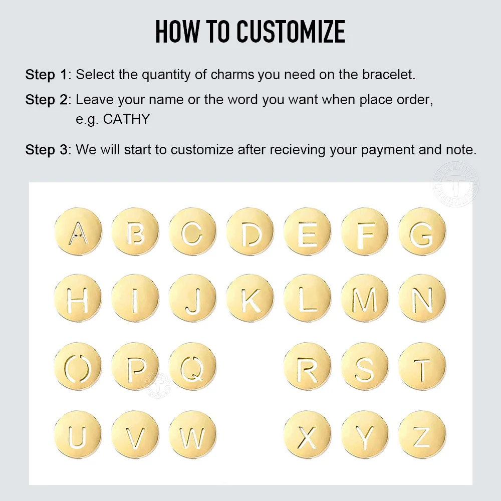 

Initial A-Z Letters Bracelet for Women 6mm Gold Color Stainless Steel Customized Name Gift Curb Link Chain Bracelets LDB303